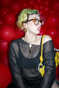 Stylish Portrait birthday Red Balloon Backdrop
