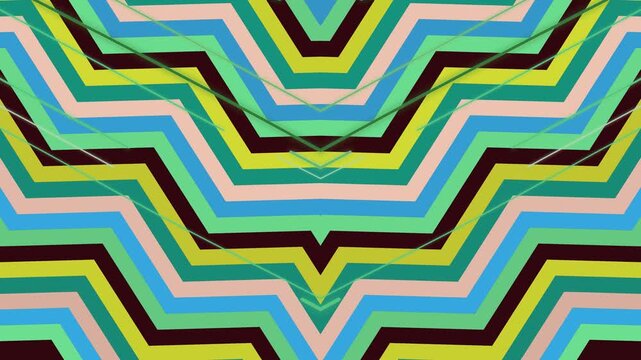 Vibrant multicolored zigzag pattern viewed from directly above showcasing dynamic geometry