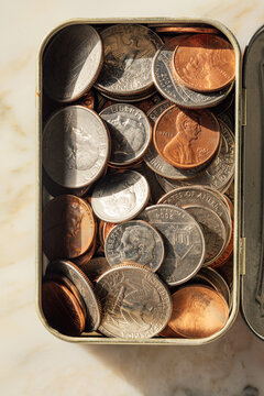 American coins in a box