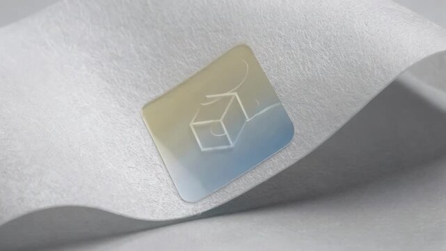 Medium shot showing an iconstyle humidity sensor embedded in flexible coated paper shifting shades as ambient moisture fluctuates.