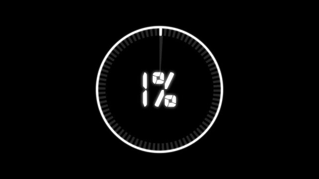 Abstract Pie Chart Data Loop Animation with 1 percent. 1 Modern circular pie chart animation showing percentage progress and statistics.