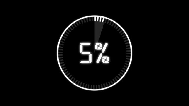 Abstract Pie Chart Data Loop Animation with 5 percent. 5 Modern circular pie chart animation showing percentage progress and statistics.