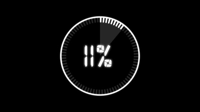 Abstract Pie Chart Data Loop Animation with 11 percent. 11 Modern circular pie chart animation showing percentage progress and statistics.