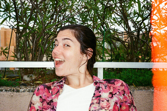 Smiling having fun and making funny face