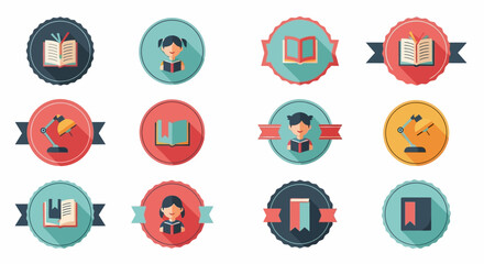 Vector illustration of a classroom setting with children and a teacher engaging in digital learning and literacy activities with tablets and ebooks © Jangkrik