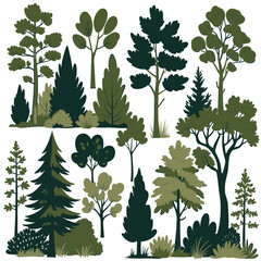 Fototapeta premium Collection of Forest Trees vector