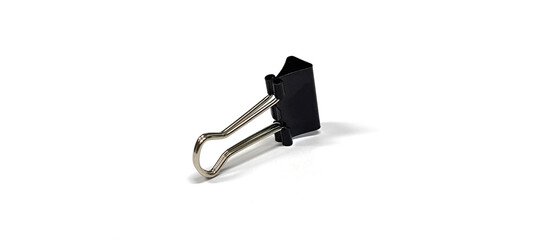 This is a standard black metal binder clip.