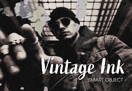 Vintage Ink Bleed Print Photo Effect