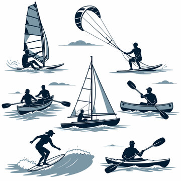 Water Sports Silhouettes vector