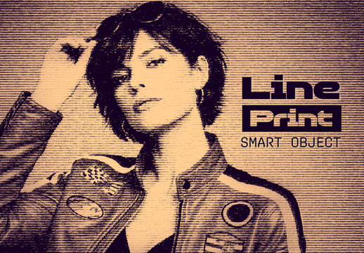 Line Print Effect Mockup