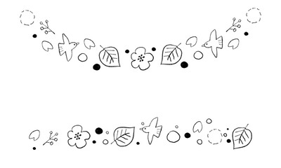 手書きのナチュラルな春のライン装飾セット