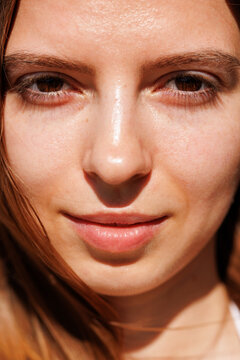 Portrait woman Glowing Skin in Summer Sunlight
