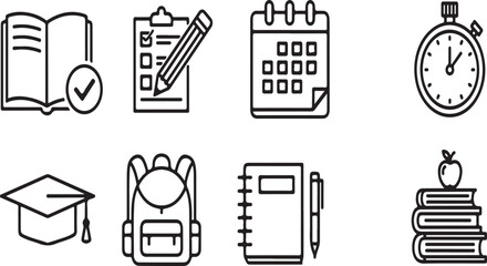 Illustrations of educational and planning tools and items Vector