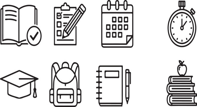 Illustrations of educational and planning tools and items Vector