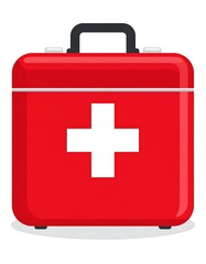 Obraz premium A red first aid kit with a white cross on the front