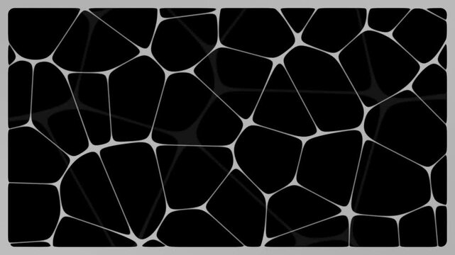Abstract Cyberpunk Voronoi Network Background with White Glowing Lines Loop