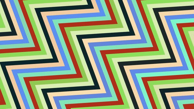 Vibrant multicolored zigzag patterns intersecting in a dynamic graphic illustration