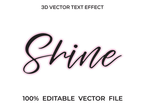 The word " Shine" in a stylish script font with a pink neon glow effect on a white background