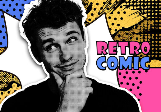 Comic Retro Pop Art Style Effect Mockup