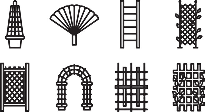 Assorted woven and lattice structures showcasing diverse patterns and designs Vector