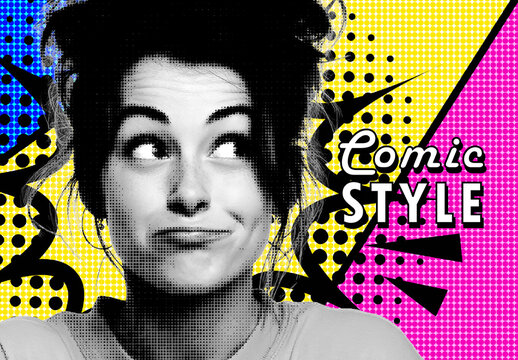 Impact Retro Pop Art Style Effect Mockup