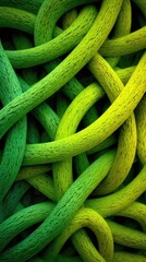Abstract Green And Yellow Intertwined Shapes