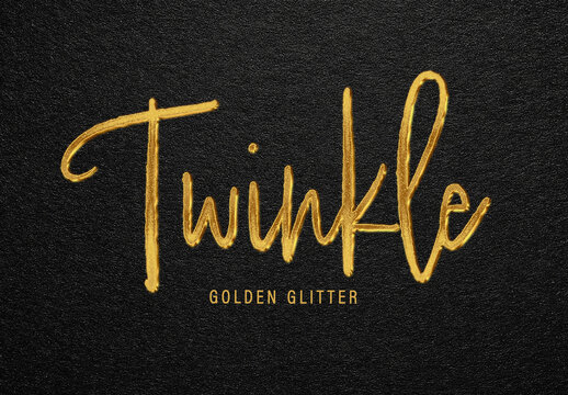 Elegant Golden Glitter Script Text Effect