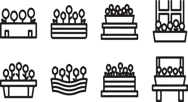 A collection of various types of furniture and storage units Vector