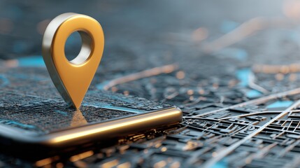 3D Map travel location. Locator mark of map and location pin or navigation icon sign on background with search. 3D rendering.