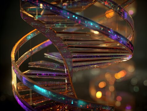 The Enigmatic Helix: Capturing the beauty of genetic code in a swirling spiral of light and shadow, this image offers a glimpse into the building blocks of life.