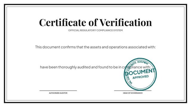 Official document validating adherence to regulatory standards through rigorous audit processes and successful compliance verification for business operations