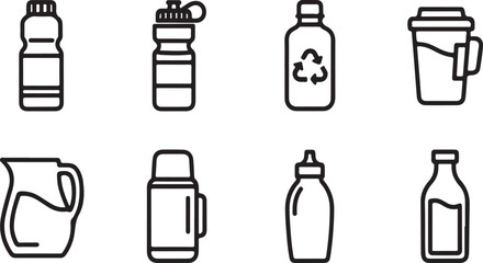 Various containers and their recycling symbols for eco-friendly waste management Vector