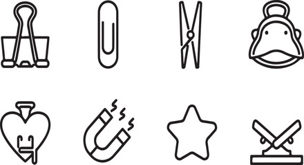 Fototapeta premium A collection of various icons representing different objects and symbols. Vector