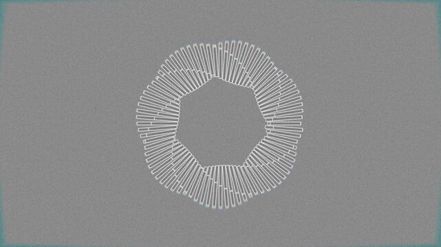 abstract symmetrical geometric shape rotating on solid colour background