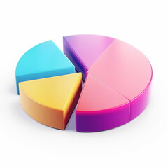 Obraz premium 3D pie chart icon, business analytics, white isolated background
