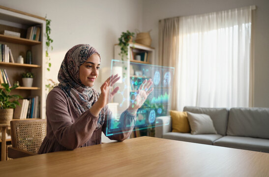 Interactive AI interface in a modern home setting