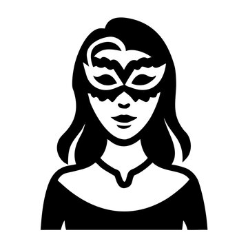 actress girl mask icon silhouette illustration for theater, performance, and costume design