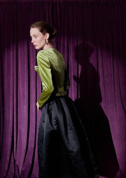 Fancy fashion portrait of woman model