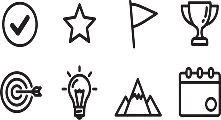 Naklejka premium A collection of diverse icons representing various concepts and achievements Vector