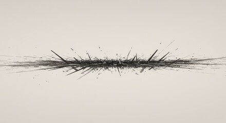 Dynamic visualization of abstract rhythmic signal patterns dissolving completely into expansive, monochromatic pale space, futuristic, empty, repetition