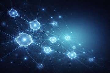 Obraz premium Biotechnology Innovation Concept with Abstract Connected Cell Network
