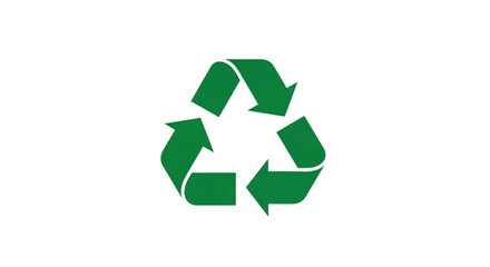 Obraz premium Green recycling symbol with three arrows on white background representing eco friendly practices and sustainability