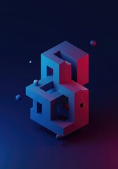 Fototapeta premium A complex digital abstract artwork featuring impossible geometry and vibrant gradient color fields creating an immersive three-dimensional optical illusion, visual, gradient, blend