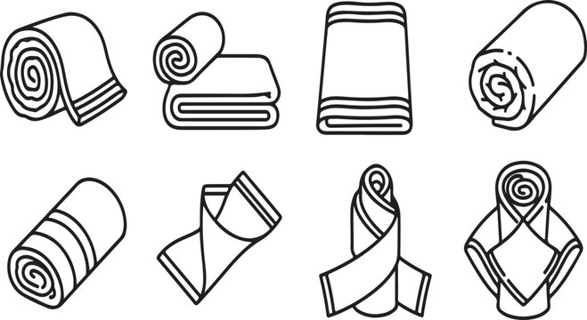 Various ways to fold a towel for different purposes and storage solutions Vector