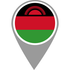 Fototapeta premium Malawi flag location pin, Malawi flag on location pin, Malawi map pointer in high quality