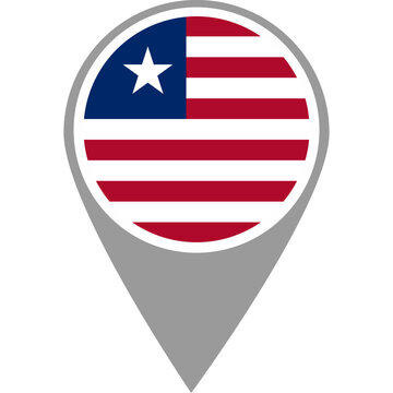 Liberia flag location pin, Liberia flag on location pin, Liberia map pointer in high quality