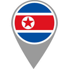 Fototapeta premium North Korea flag location pin, North Korea flag on location pin, North Korea map pointer in high quality