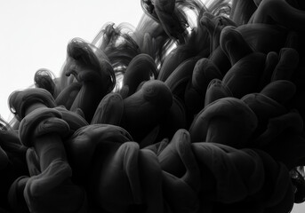 Obraz premium High-contrast black and white abstract background with flowing liquid ink shapes creating a dramatic and artistic textural composition and deep contrast, dark, smoke, modern