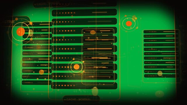 Orb glowing starting sync, holographic panels scanning and syncing cache on transparent backdrop