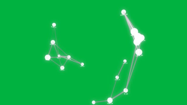 U-arm forming, starting two clusters splitting pulsing tagging showing activity on transparent bg
